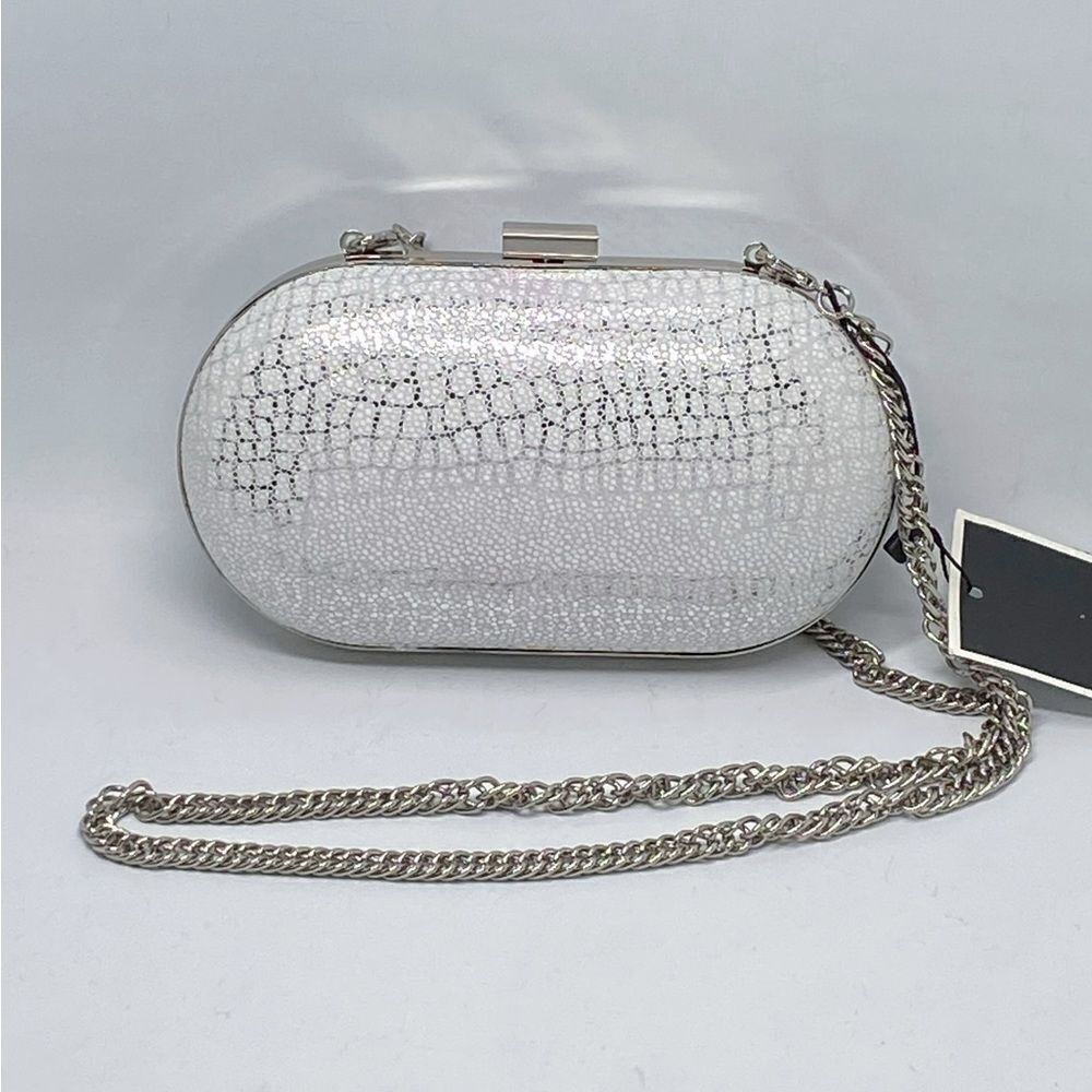 Chiara Boni Alba Metallic Leather Clutch